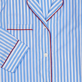 Tommy Striped Poplin Pyjamas in Blue and White