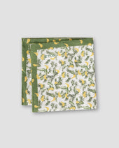 Light Green Banana Print Linen Pocket Square