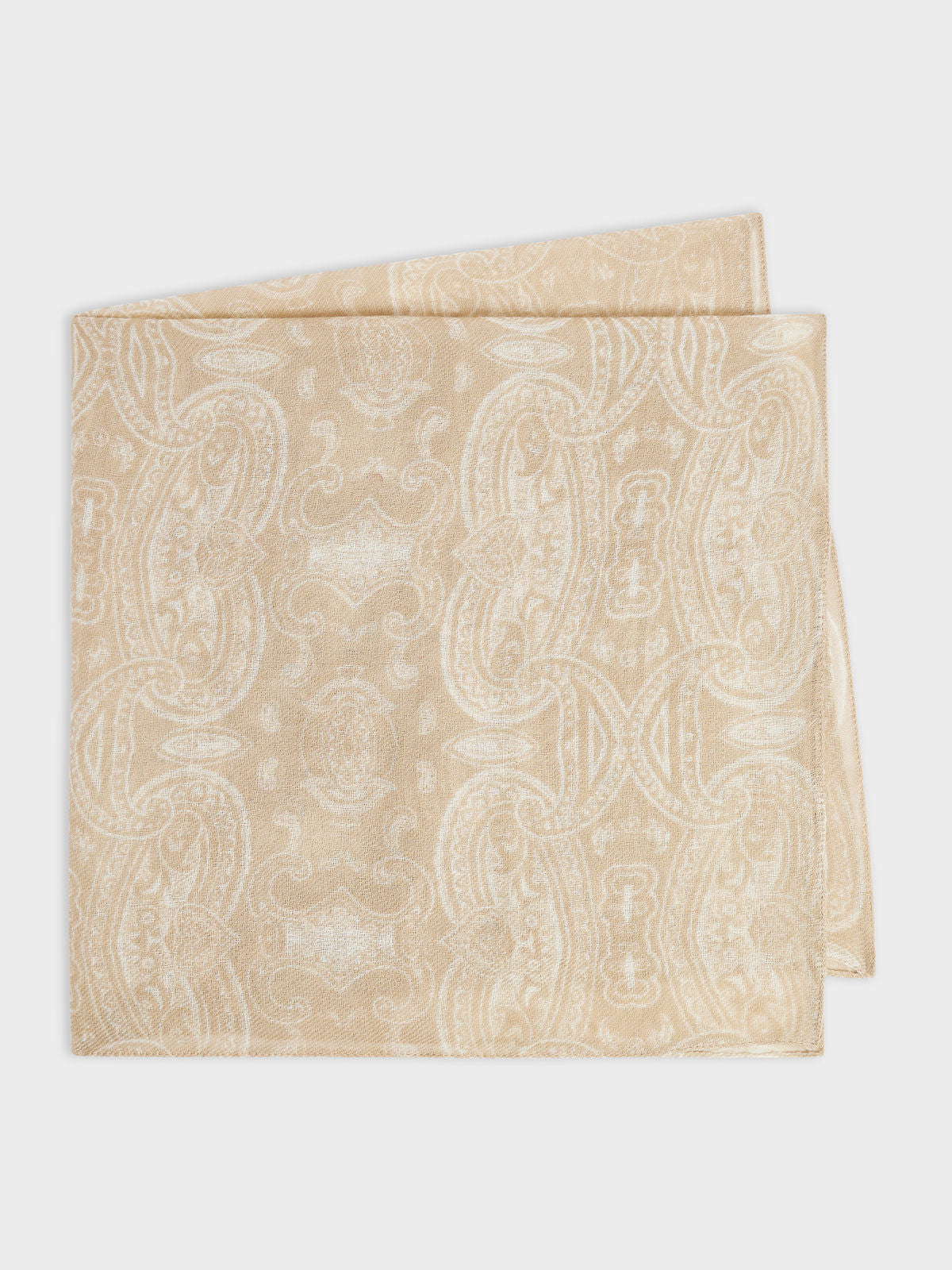 Bandana En Laine Beige Motif Cachemire