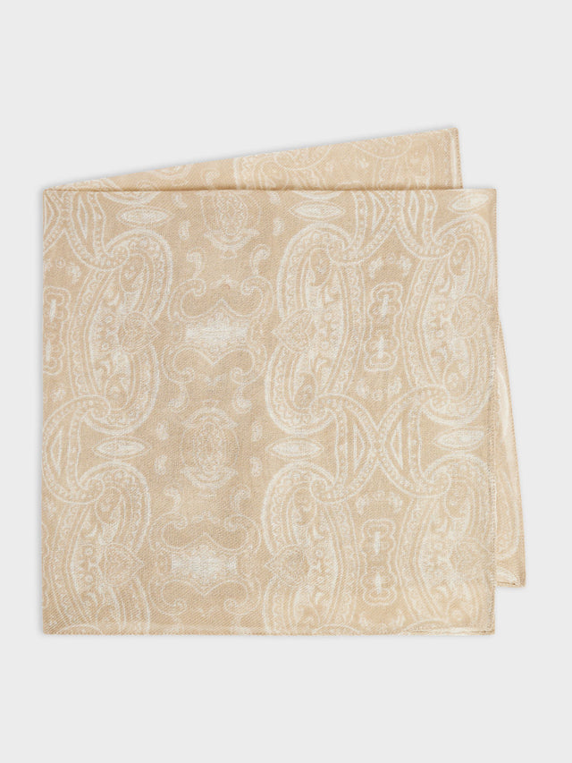 Bandana en laine beige à motif cachemire
