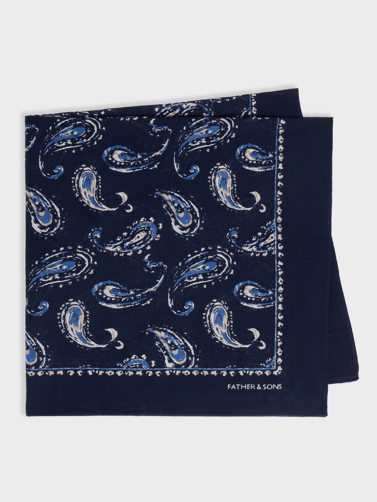 Bandana En Coton Bleu Marine Motif Cachemire