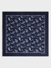 Bandana En Coton Bleu Marine Motif Cachemire