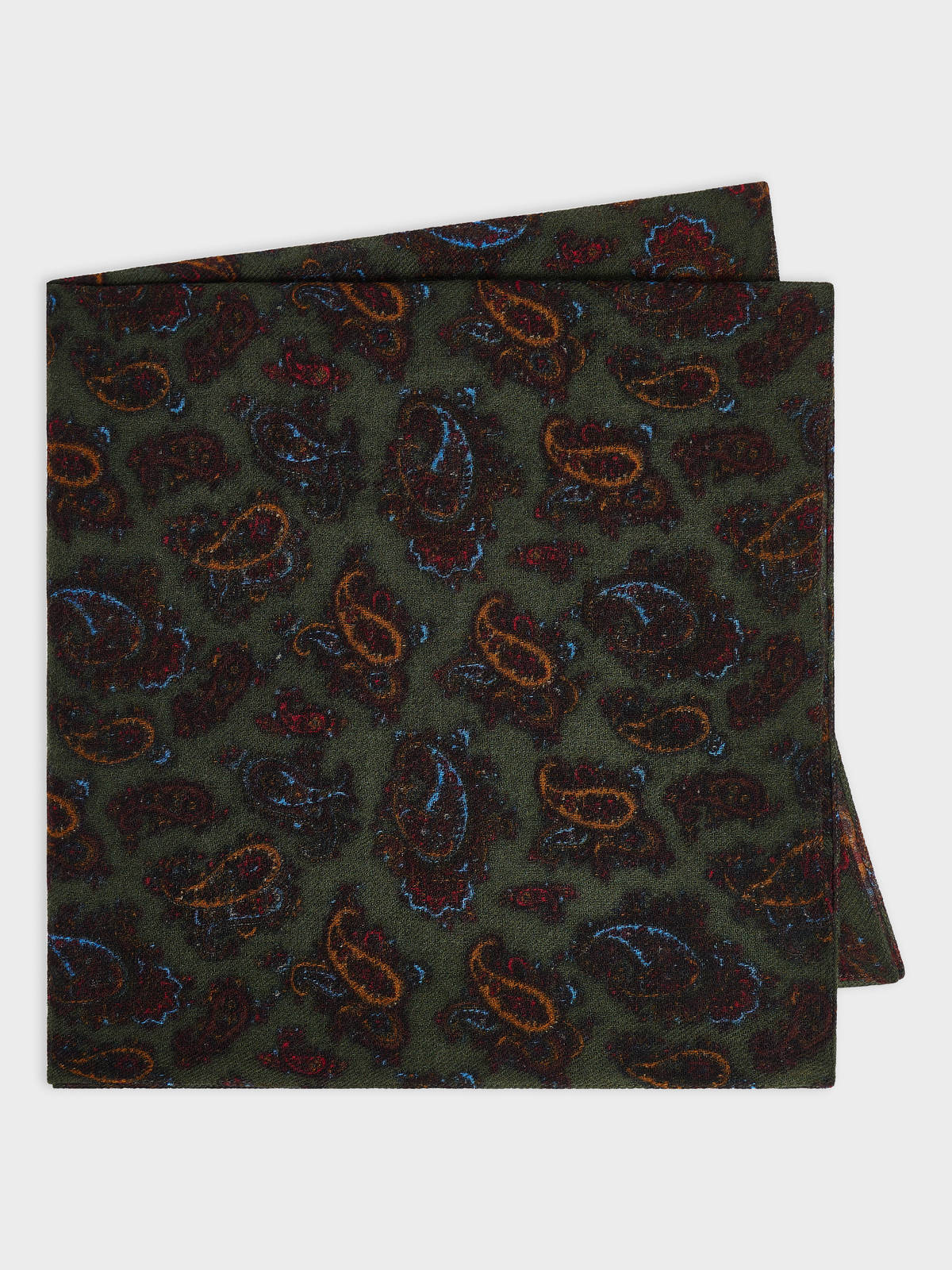 Bandana En Laine Kaki Motif Cachemire
