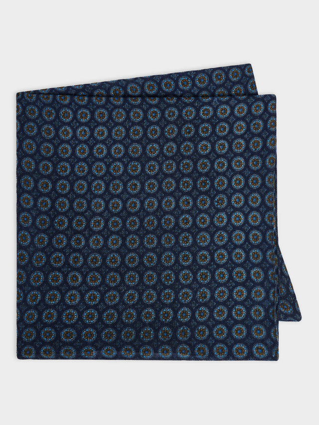 Bandana en laine bleu marine à motif