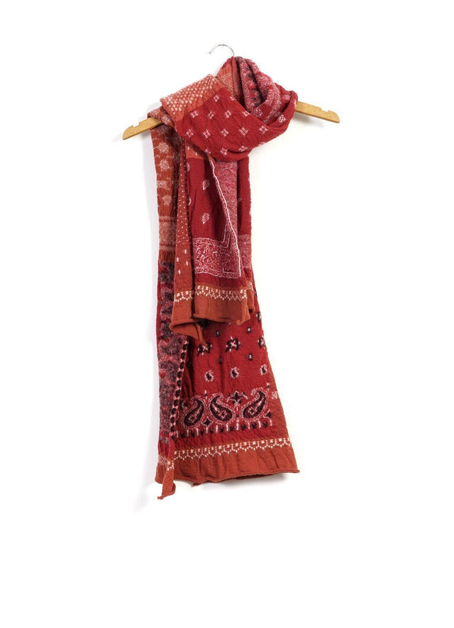 Happy Bandana Patchwork | Compressed Wool Scarf | Red
