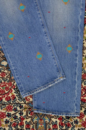 Re Thread Bandito Geometric Embroidery Old Wash Jeans