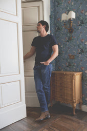 Lewis Blue Raw Cotton T Shirt