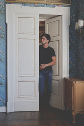 Lewis Blue Raw Cotton T Shirt