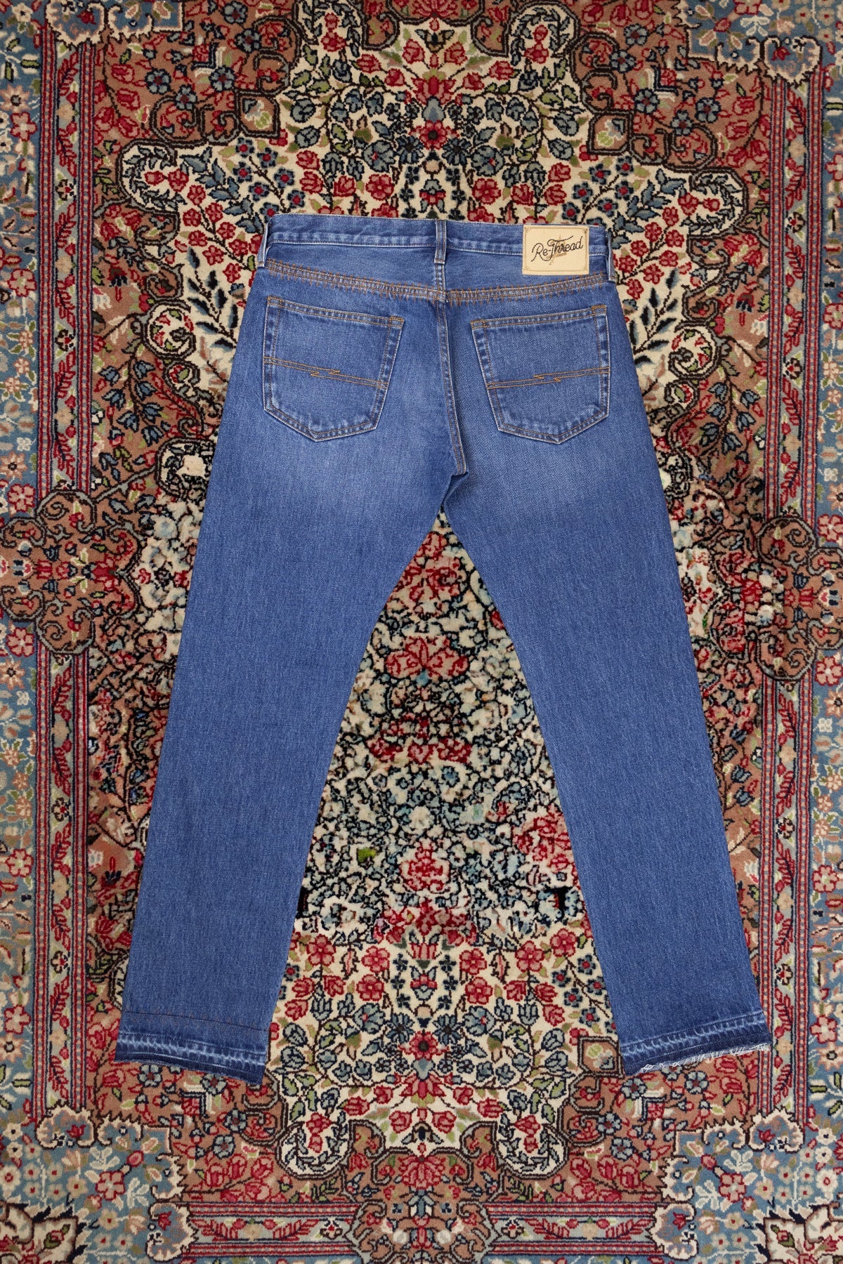 Re Thread Bandito Zigzag Embroidery Cloud Blue Wash Jeans