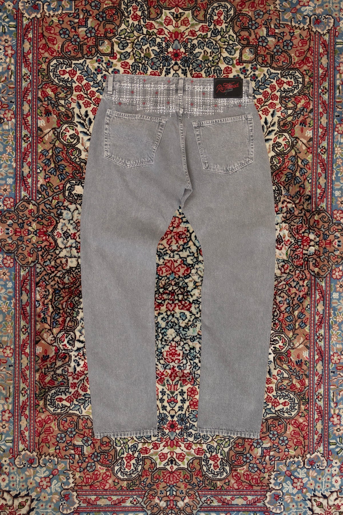 Re Thread Bandito Sashiko Embroidery Grey Vintage Wash Jeans