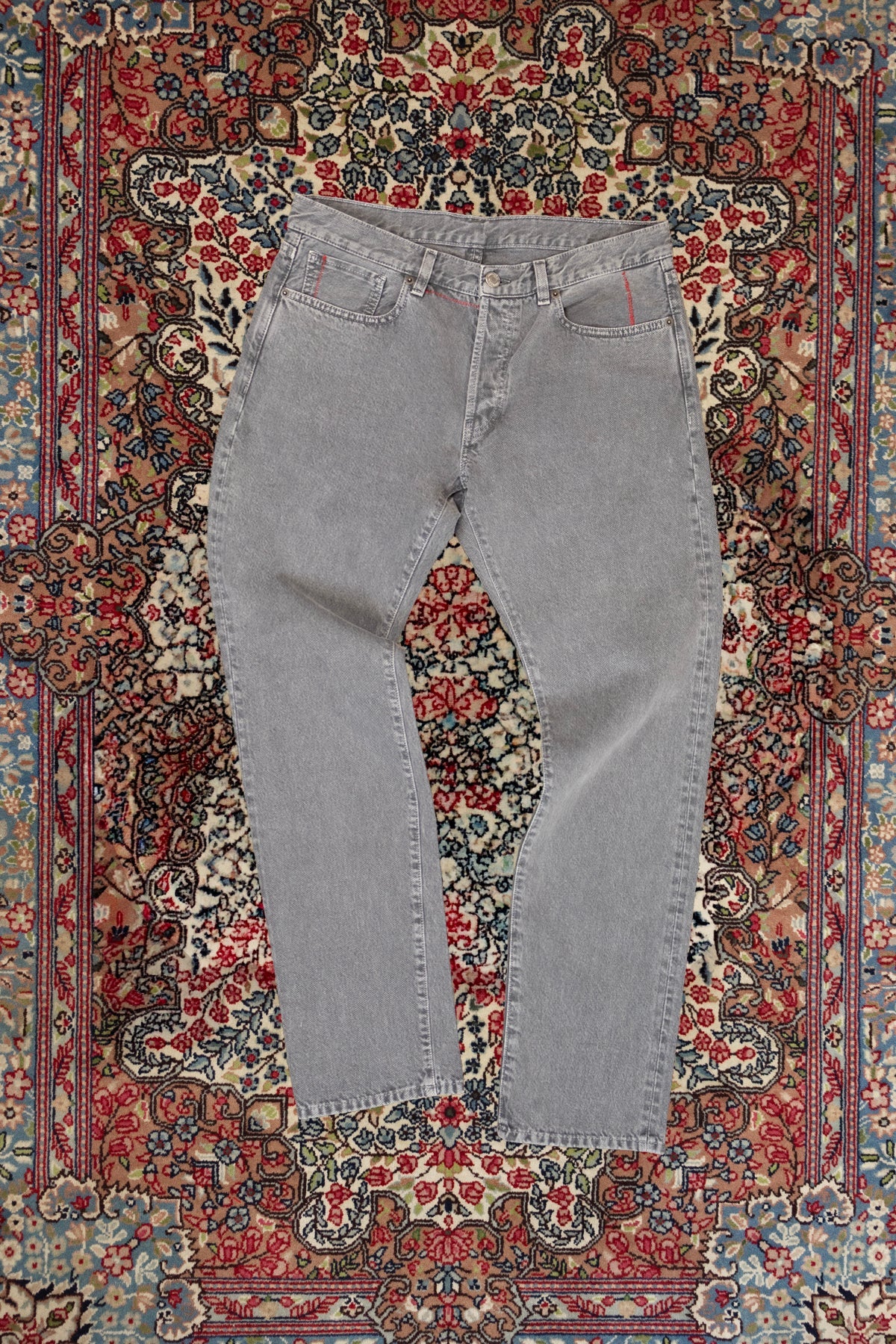 Re Thread Bandito Zig Zag Embroidery Grey Vintage Wash Jeans
