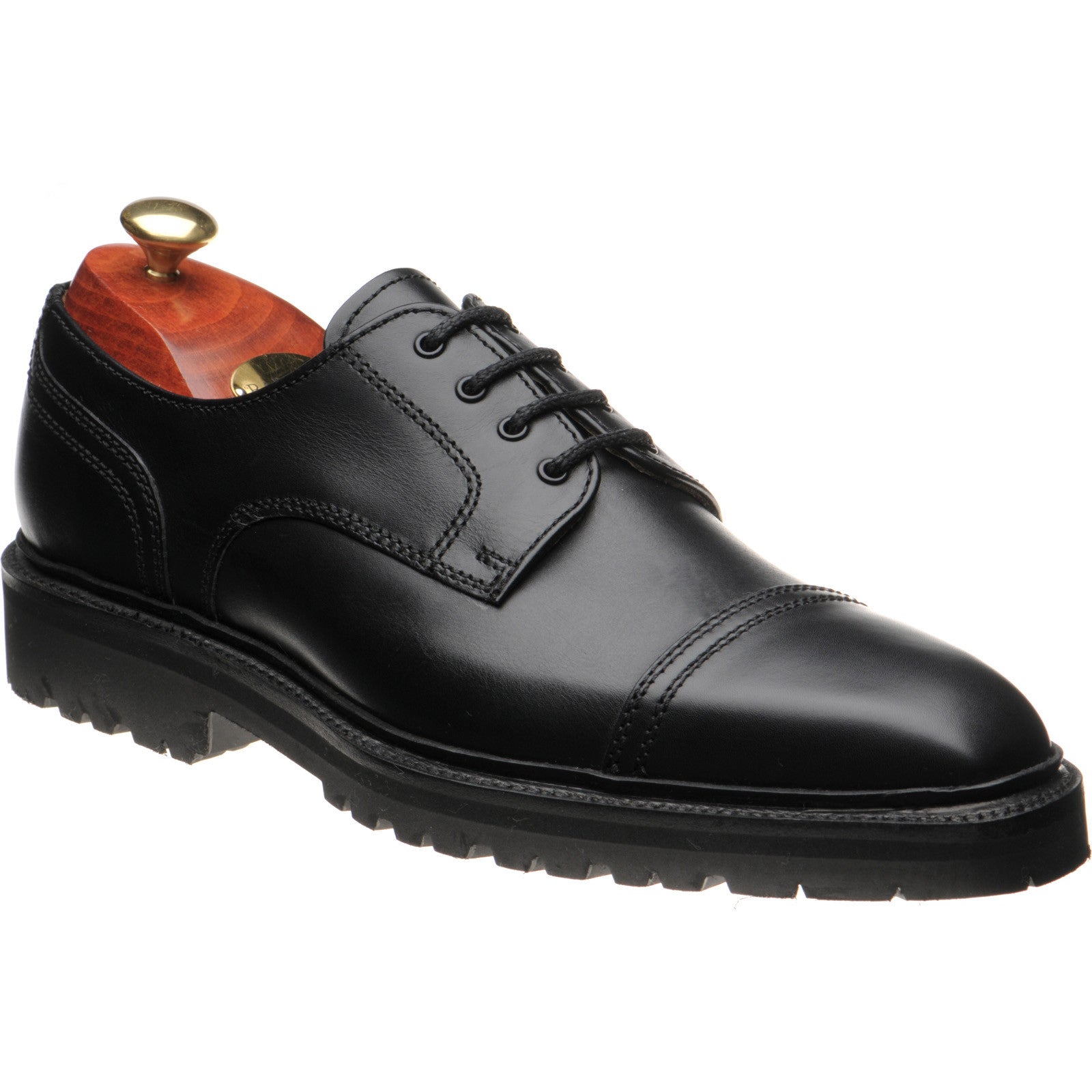 Barker Appleby mens rubber-soled Derby shoes in black calf