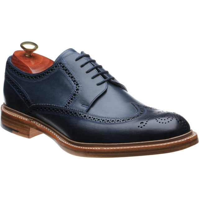 Barker Bailey II mens brogues in navy hand painted calf