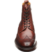 Barker Calder mens rubber-soled brogue boots in cherry grain