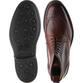 Barker Calder mens rubber-soled brogue boots in cherry grain