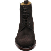 Barker Calder mens rubber-soled brogue boots in choc burnished suede