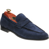 Barker Capri mens rubber-soled loafers in navy suede