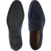 Barker Capri mens rubber-soled loafers in navy suede