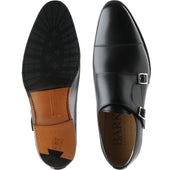 Barker Edison mens hybrid-soled double monk shoes in black calf