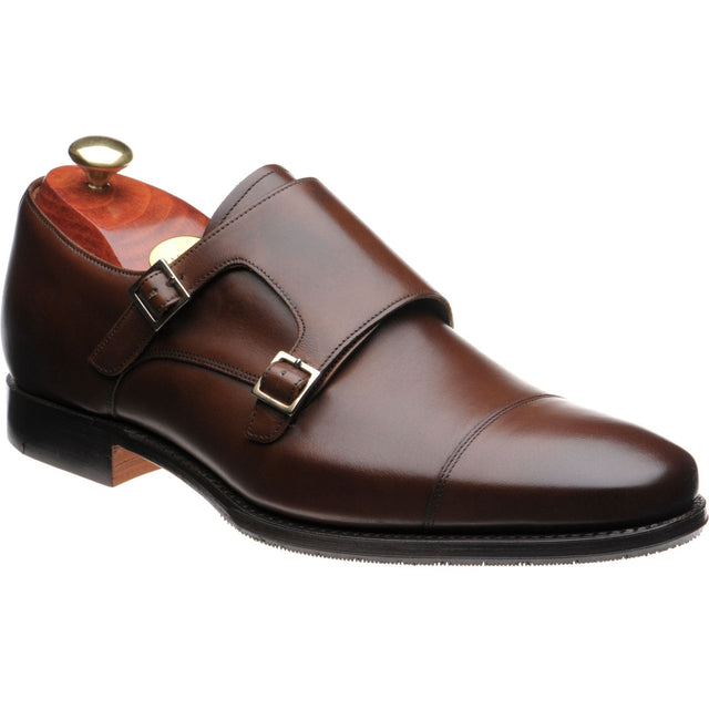 Barker Edison mens hybrid-soled double monk shoes in walnut calf