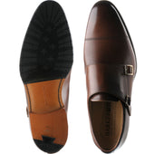 Barker Edison mens hybrid-soled double monk shoes in walnut calf