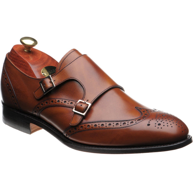 Barker Fleet mens double monk shoes in antique rosewood calf
