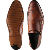 Barker Fleet mens double monk shoes in antique rosewood calf