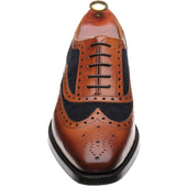 Barker Keiran mens two-tone hybrid-soled brogues in cedar calf and navy suede