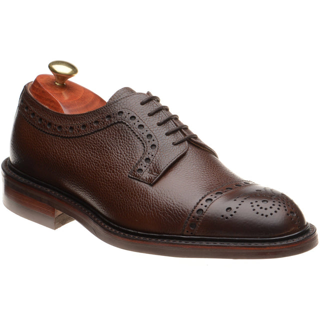 Barker Keswick mens rubber-soled semi-brogues in chocolate grain