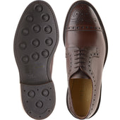 Barker Keswick mens rubber-soled semi-brogues in chocolate grain