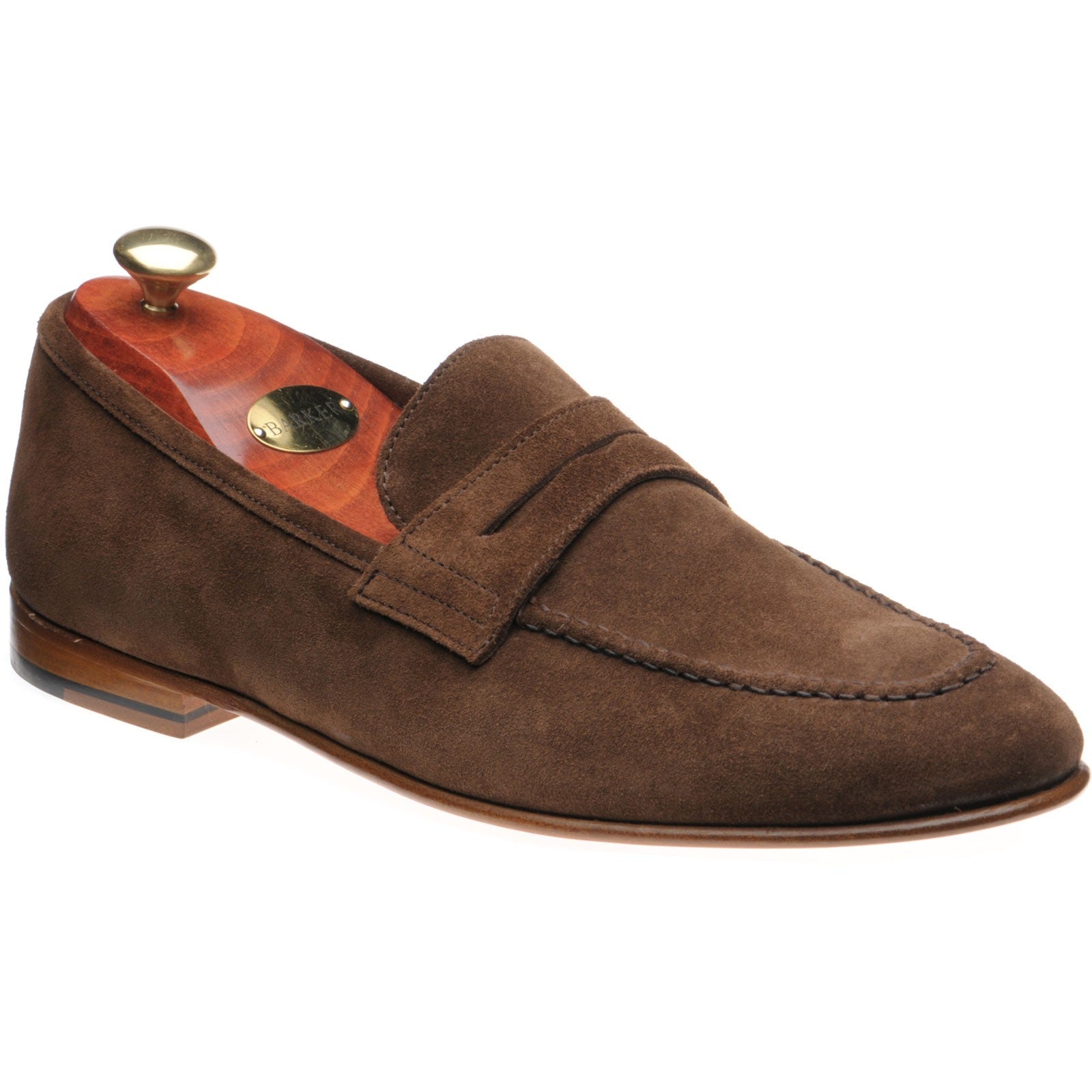 Barker Ledley mens loafers in castagnia suede