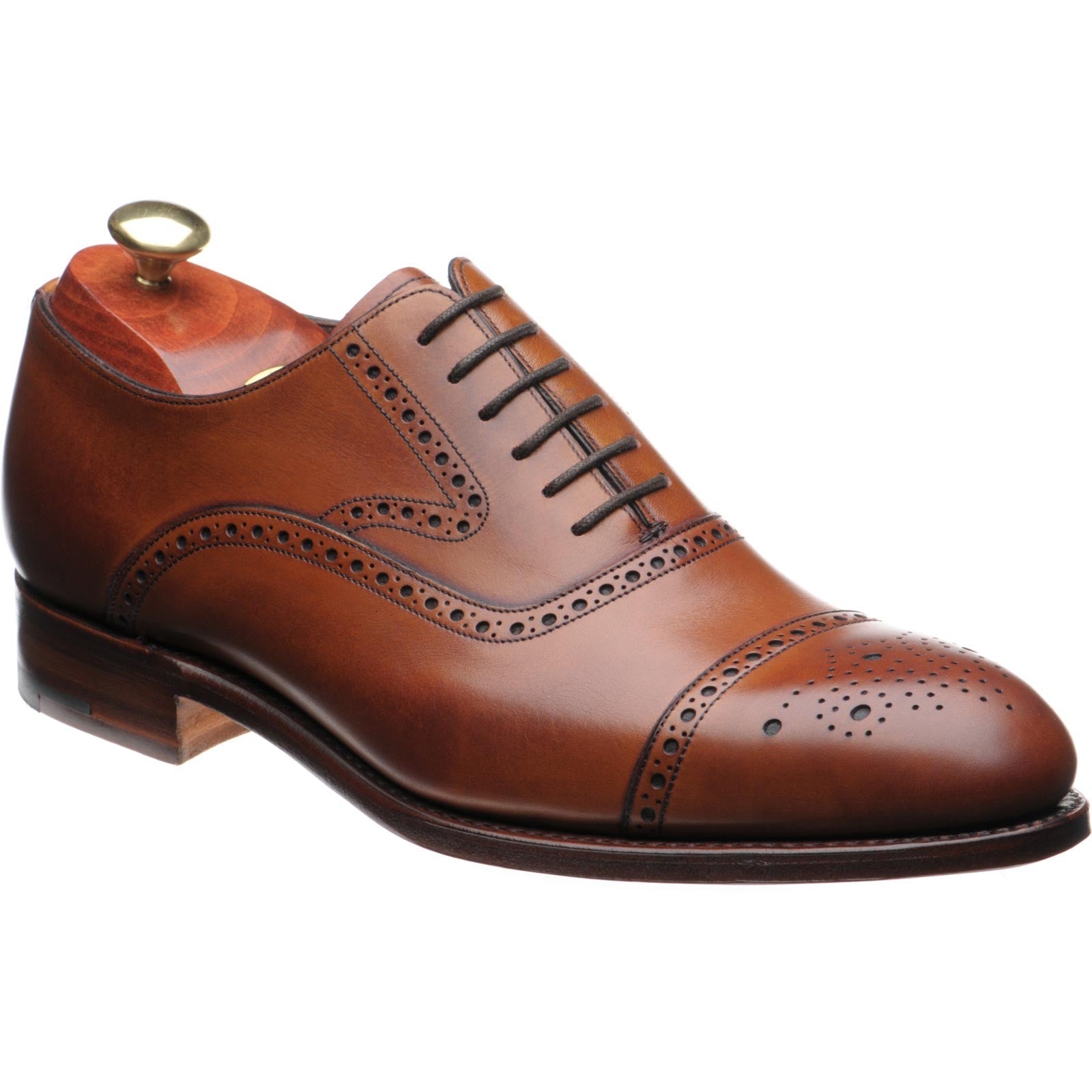 Barker Lerwick mens semi-brogues in antique rosewood calf
