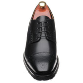 Barker Margate mens rubber-soled semi-brogues in black calf