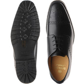 Barker Margate mens rubber-soled semi-brogues in black calf