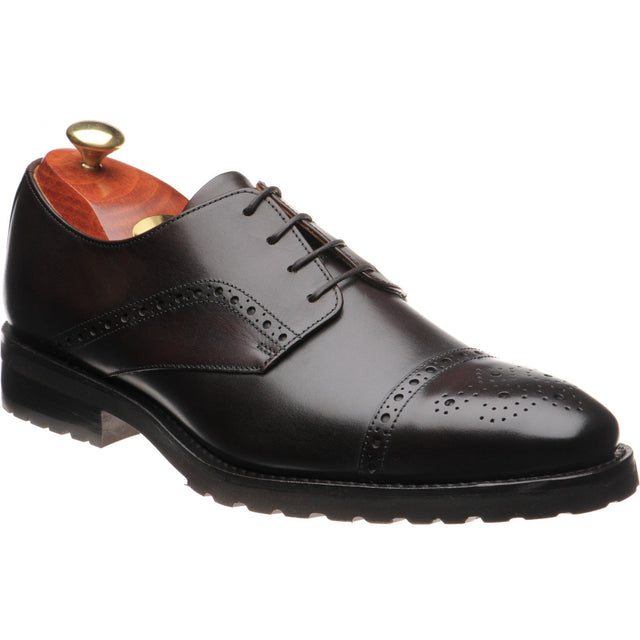 Barker Margate mens rubber-soled semi-brogues in chestnut calf