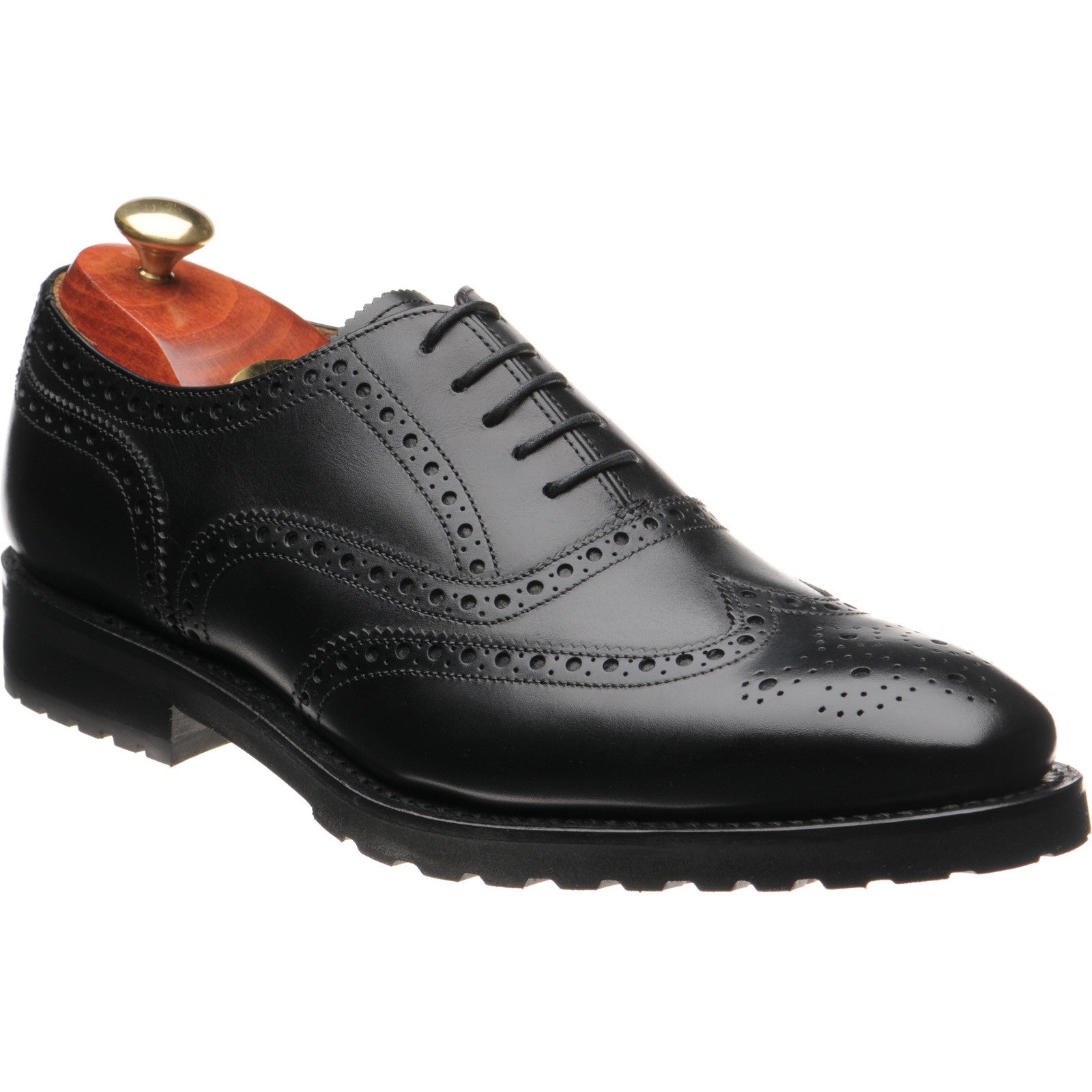 Barker Marston mens rubber-soled brogues in black calf