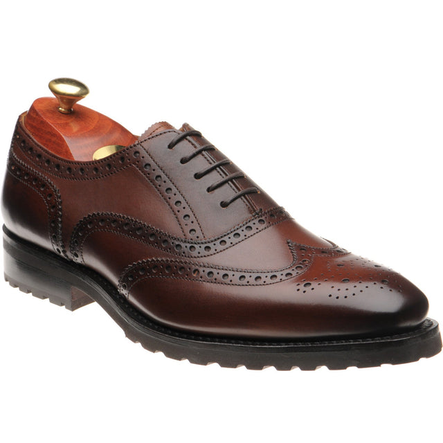 Barker Marston mens rubber-soled brogues in walnut calf