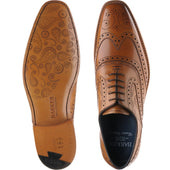 Barker McClean mens brogues in cedar calf and paisley laser