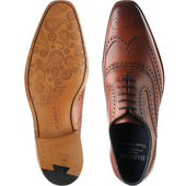 Barker McClean mens brogues in rosewood calf and paisley laser