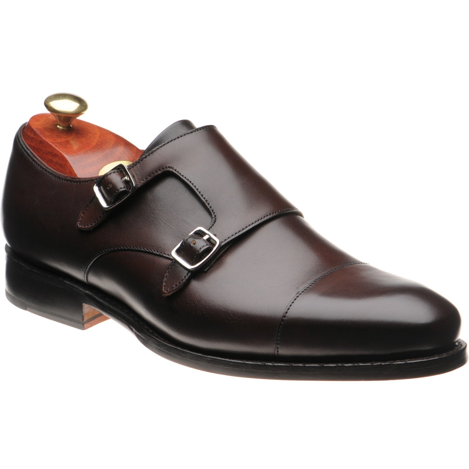 Barker Middlewich mens monk shoes in chestnut calf
