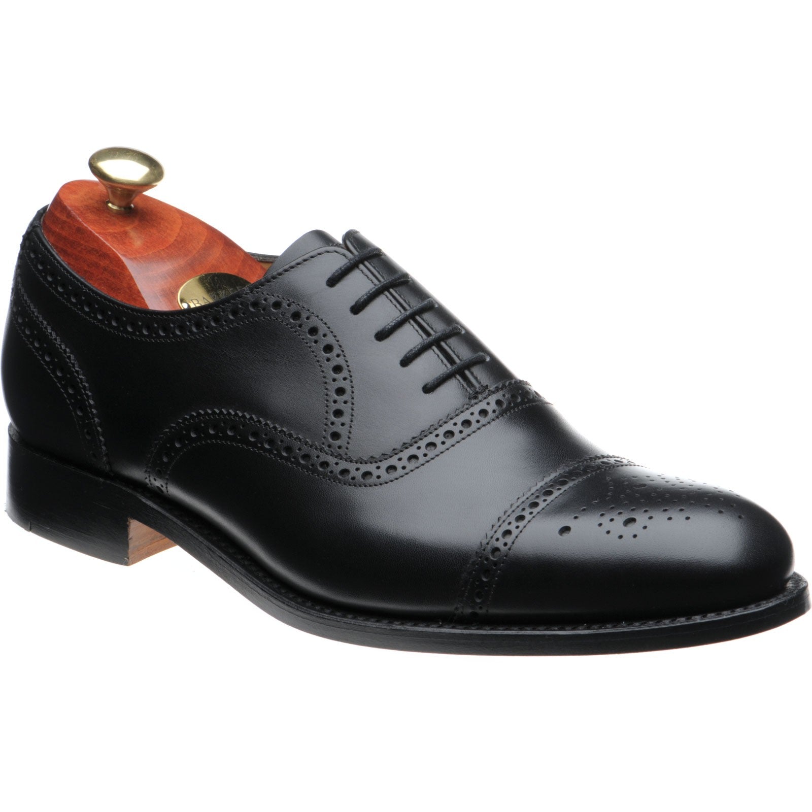 Barker Mirfield mens semi-brogues in black calf