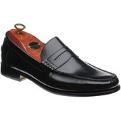 Barker Newington mens loafers in black hi-shine