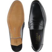 Barker Newington mens loafers in black hi-shine
