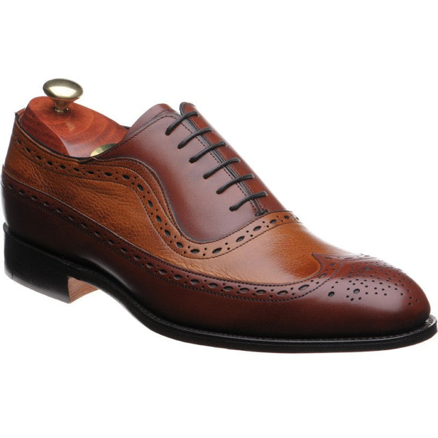 Barker Rochester mens two-tone brogues in rosewood and cedar calf