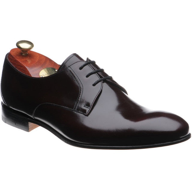 Barker Rutherford mens Derby shoes in burgundy hi-shine