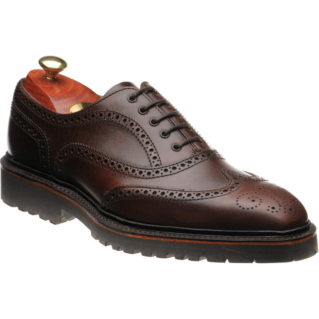 Barker Sedburgh mens rubber-soled brogues in dark brown calf