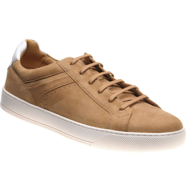 Barker Skylar mens rubber-soled trainers in camel suede and white