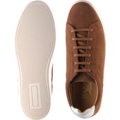 Barker Skylar mens rubber-soled trainers in copper suede and white