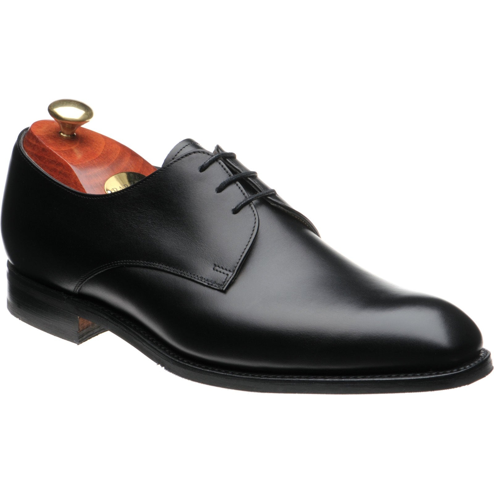 Barker St Austell mens rubber-soled Derby shoes in black calf