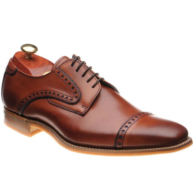 Barker Stewart mens rubber-soled brogues in antique rosewood and navy calf